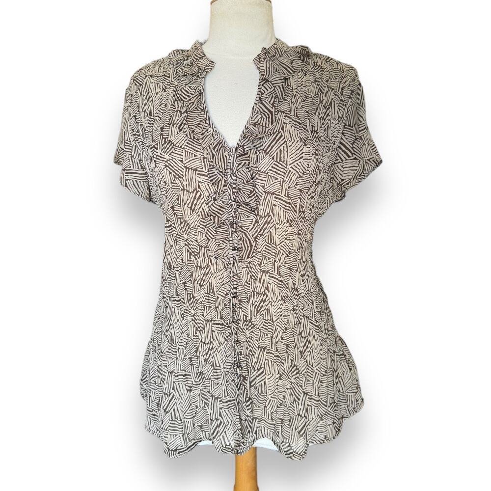 East 5th Brown And Beige Button Up Blouse - Picture 1 of 5